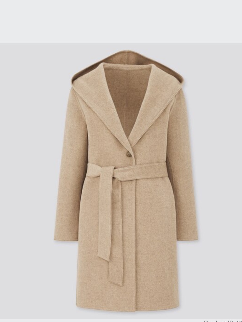 Neutral Hooded Wool blend Belted Coat